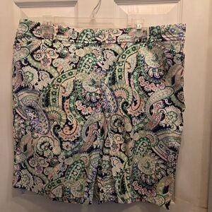 Talbots Paisley Print Bermuda Shorts in Green, Navy, Pink